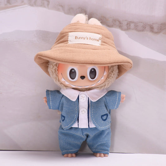 Labubu Pendant Doll Clothes - Blue Denim Jacket Two-Piece Set for 17cm Doll