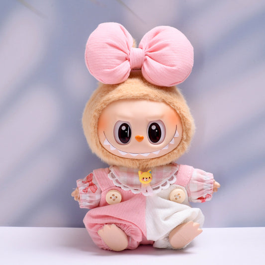 Only clothes] the first and second generations sit on cloth hanging clothes labubu doll big bow strap pants suit
