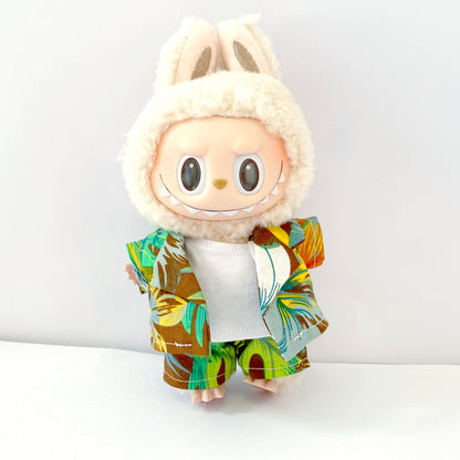 Labubu 17cm Doll Hawaiian Beach Outfit - 3-Piece Set