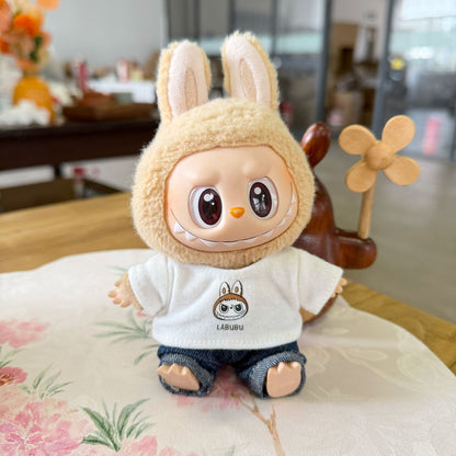 The first and second generation pendant labubu sit party clothes spring T-shirt plaid skirt suit generation LABUBU