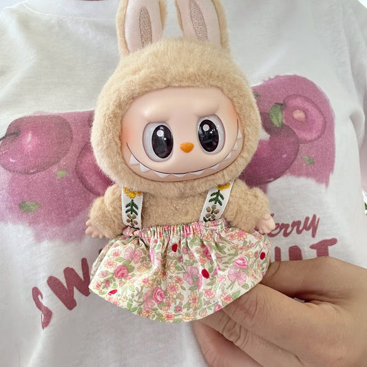 Only clothes] the first and second generation of blind box rabu sit party doll floral suspender skirt Labubu doll