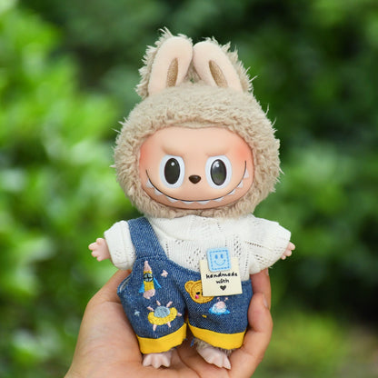 Only clothes] blind box 17cm cloth pendant clothes cute cartoon suspenders suit labubu doll cute