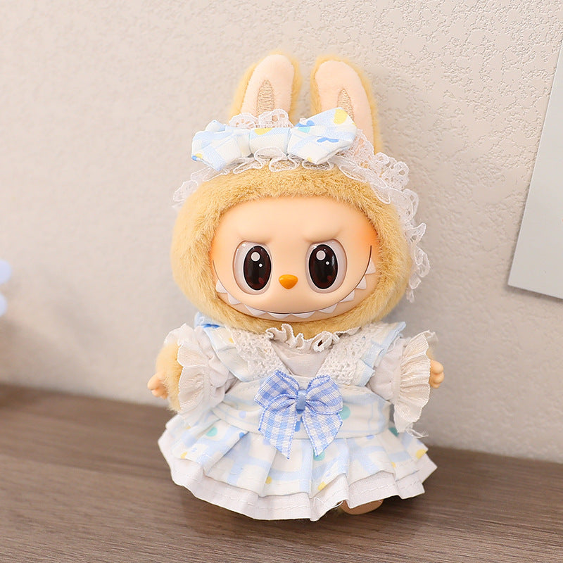 LABUBU Sitting Party Doll Rab Bub Macaron 2nd Generation Sitting Vinyl Doll Dress Dress for Dress