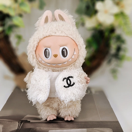 Labubu 17cm Doll Fashion Vest Outfit - Pink & White