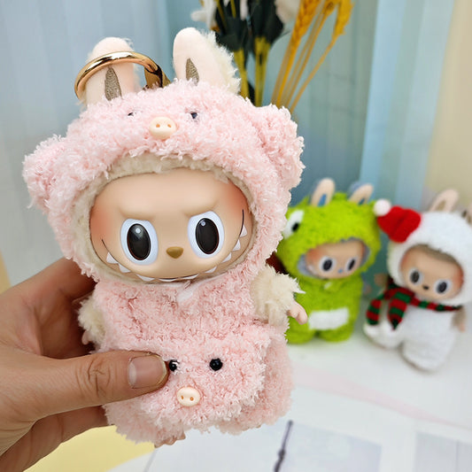 17cm Blind Box Keychain Cartoon Clothes Suitable for Rab Cloth Pendant Accessories Macaron Labubu Clothes Dress
