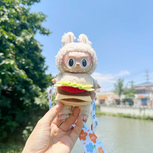 Clothes Only] 17CM Labubu Accessories Pendant LABUBU Doll with Cute MINI Bag for Hamburg