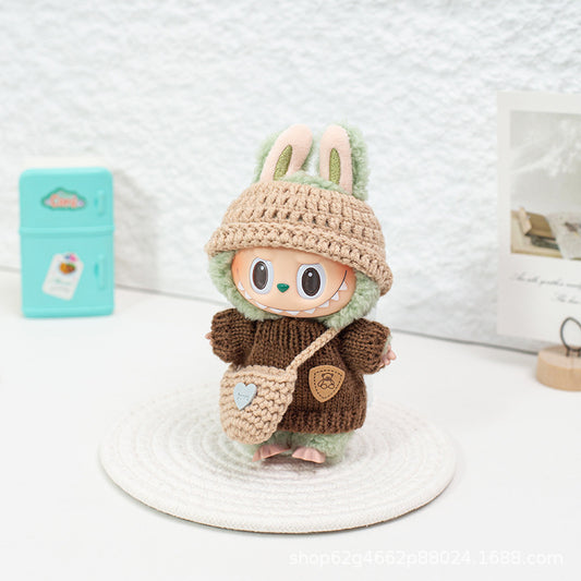 Labubu Baby Clothes First, Second, and Third Generation Rubber Blind Box Pendant Universal Wear Labubu Clothes Baby Bottle Bib Pants Set Cute