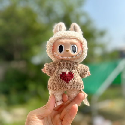 Only clothes] 15CM doll blind box pull cloth clothes sweater pants suit key chain LABUBU for Meng