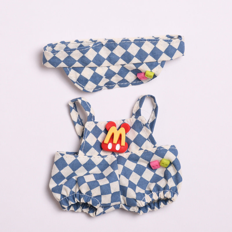Only clothes] pendant 17cm cloth cloth clothes plaid tennis clothing hat vinyl LABUBU keychain doll clothing