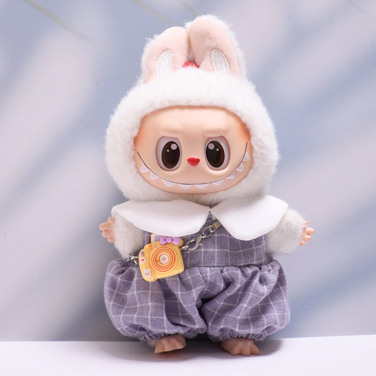 Only baby clothes] one or two generation pendant labubu clothes plaid suspenders camera suit labubu baby clothes