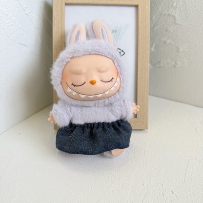 Clothes Only] 15cm 17CM Labu Cloth Sit Party Doll Beige Cardigan LABUBU Skirt Pants