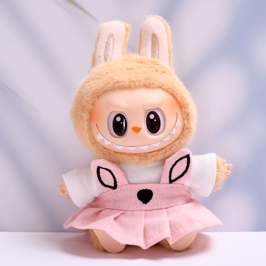 Labubu Rabbit Ear Pink Skirt Two-Piece Set for 2nd Gen Pendant Doll