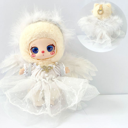Bubble Mart 17cm Rab cloth pendant angel devil black wedding dress angel wings skirt for baby clothes