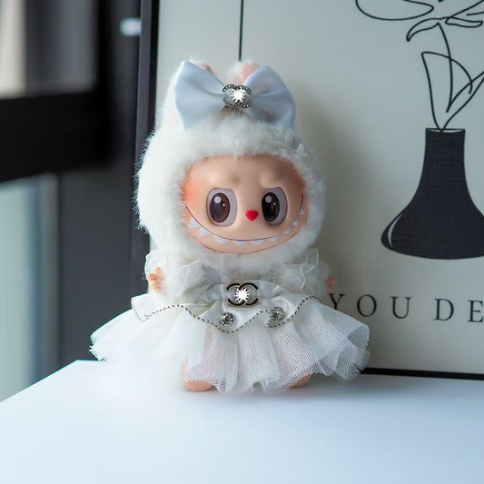 labubu Xiaoxiang Style Skirt Summer Doll Coat Labubu One, Two and Three Generations Sitting Party Clothes Headwear suit