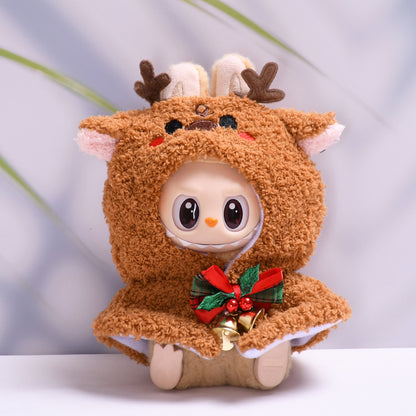 Labubu Doll Christmas Reindeer & Snowman Shawl Outfit for 1st & 2nd Gen Pendants