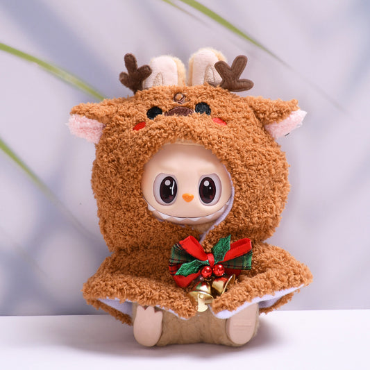 Labubu Doll Christmas Reindeer & Snowman Shawl Outfit for 1st & 2nd Gen Pendants