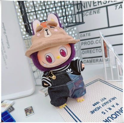 Labubu Doll Outfit - One Shoulder Cool Overalls & T-Shirt Set