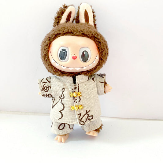 17cm Bubble Mart Generation II Labubu Pendant Labubu Clothes Chinese Style Tang Suit suit Doll Clothes
