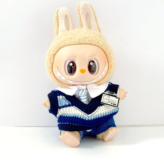 17cm Plush Doll Pendant 10cm Cotton Doll Knitted Vest College Style Office Suit Workwear Doll Clothes