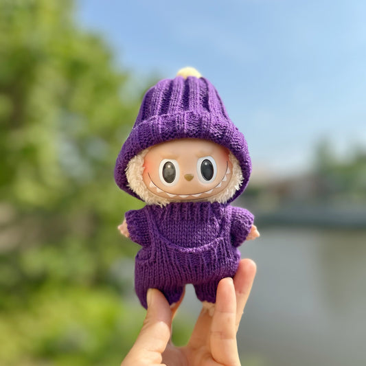 Purple Vinyl Plush Doll Clothes 17CM Pendant Rab Milan Fashion Week Purple Sweater Hat suit
