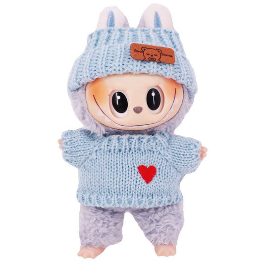 Clothes Only] Labubu Doll Sweater Hair Band suit Second Generation LABUBU Sit Party Series Doll Doll Coat