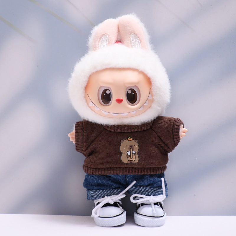 Only baby clothes] one or two generation pendant labubu clothes tide T-shirt jeans cap suit cloth baby clothes