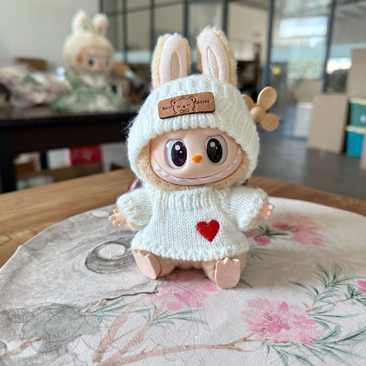 Only clothes] one or two generations of cloth doll clothes pendant LALBUBU bear logo hat love sweater suit