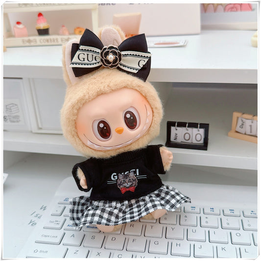 Labubu Doll Outfit - Plaid Skirt & Accessories for 10cm & 17cm Dolls