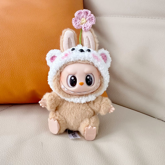 Only clothes] sit party blind box cloth cloth clothes key chain LABUBU handmade long grass pig hat headgear