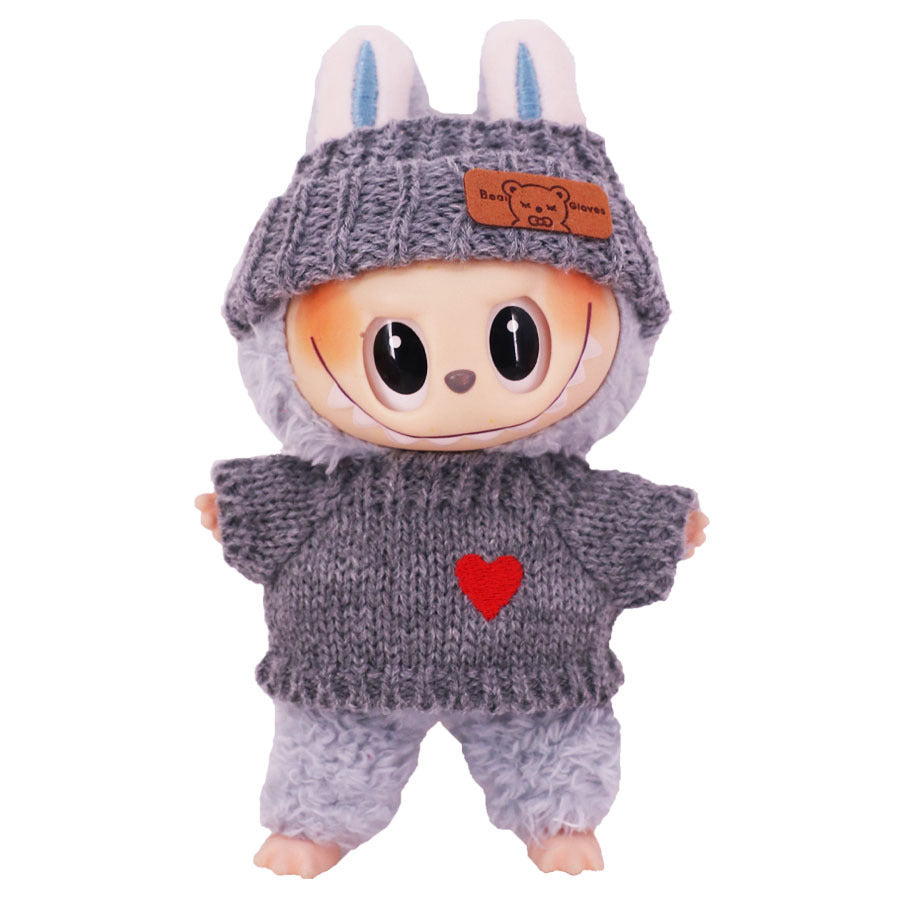 Clothes Only] Labubu Doll Sweater Hair Band suit Second Generation LABUBU Sit Party Series Doll Doll Coat