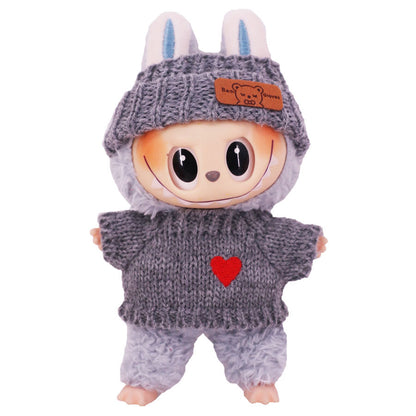 Clothes Only] Labubu Doll Sweater Hair Band suit Second Generation LABUBU Sit Party Series Doll Doll Coat