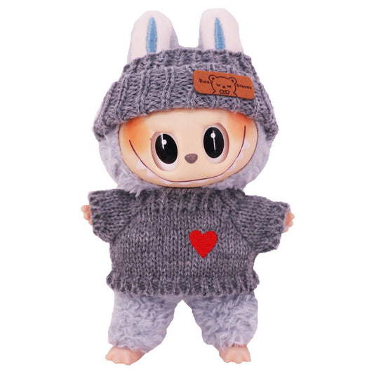 Clothes Only] Labubu Doll Sweater Hair Band suit Second Generation LABUBU Sit Party Series Doll Doll Coat