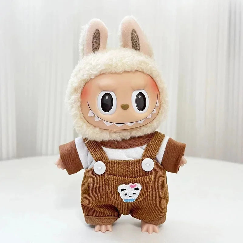 Only clothes] 17CM cloth cloth clothes 15CM doll Denim straps cartoon plaid suit hot sale