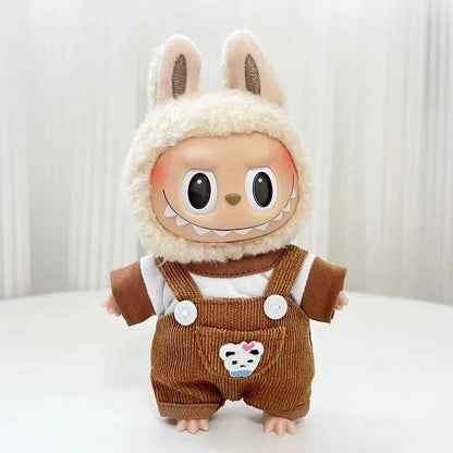 Only clothes] 17CM cloth cloth clothes 15CM doll Denim straps cartoon plaid suit hot sale