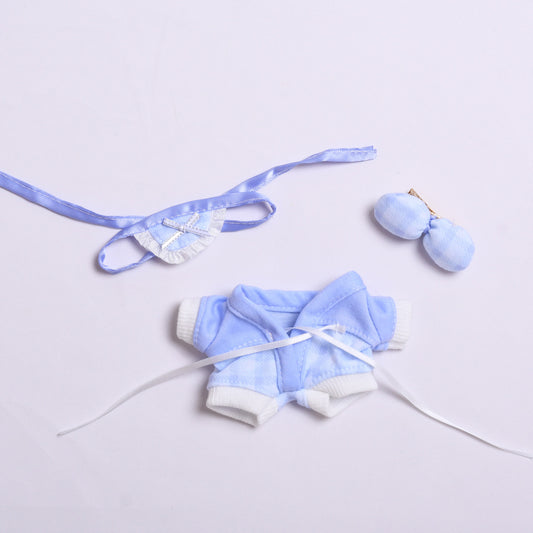 Labubu Doll Pajama Set for 2nd Gen Sitting Stretch Cloth Pendant - Blue & Pink