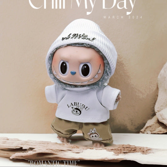 Labubu Doll Outfit - Sky Blue GG Suit for Vinyl Pendant Dolls