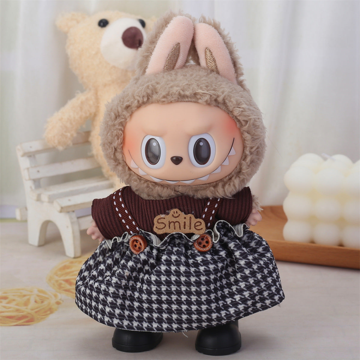 Super Q cute labubu doll 17cm pendant generation for doll plush doll vinyl face change