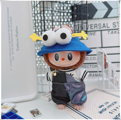Labubu Doll Outfit - One Shoulder Cool Overalls & T-Shirt Set