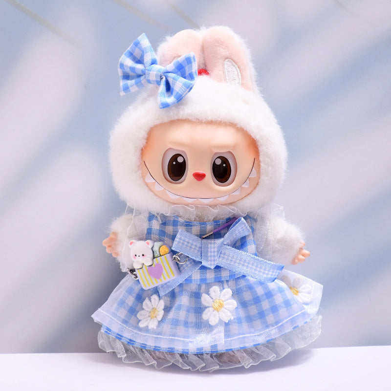 Only baby clothes] one or two generation pendant labubu clothes daisy plaid skirt suit cloth baby clothes