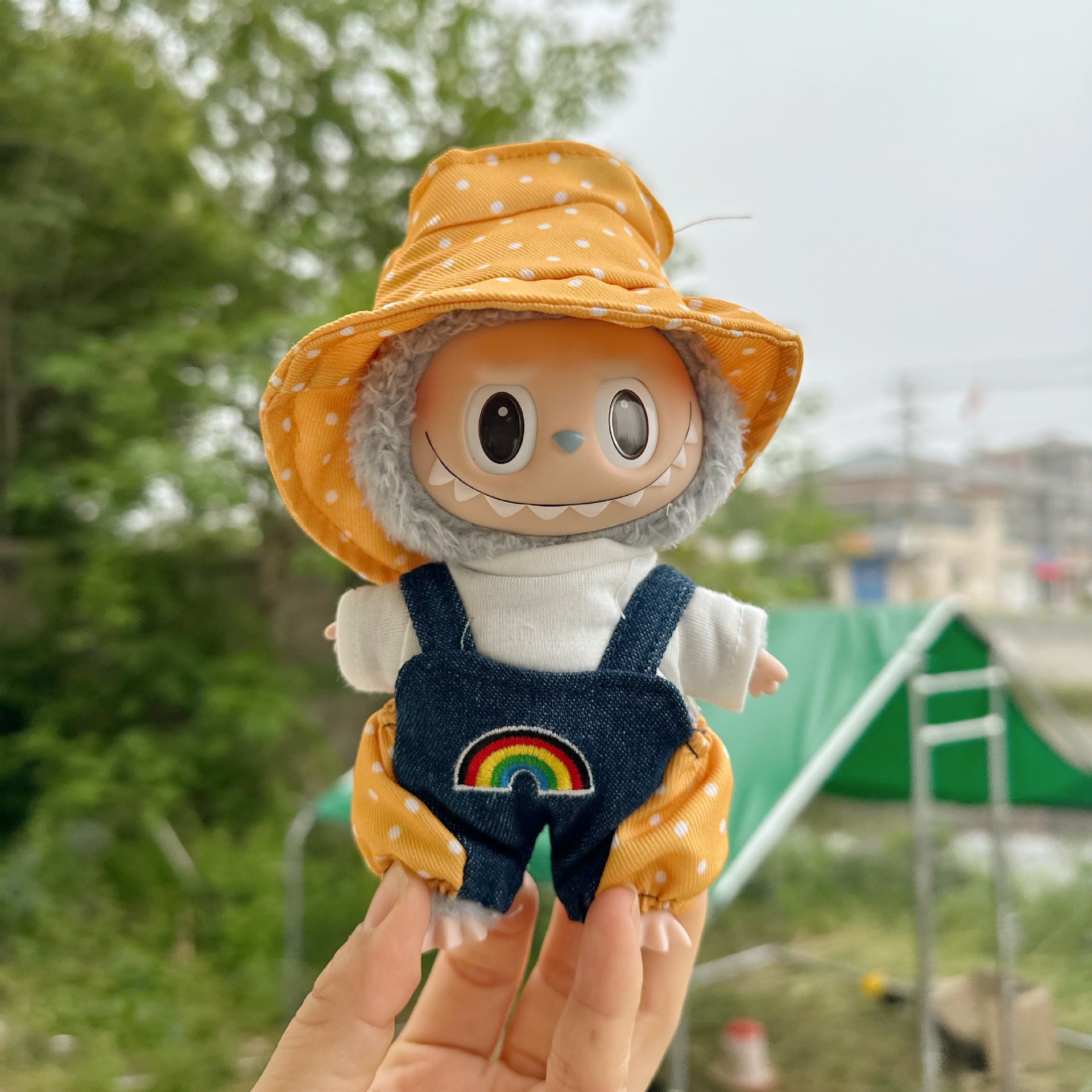 Only clothes] 15CM pendant cloth clothes key chain LABUBU baby hamburger fries suit in stock cute