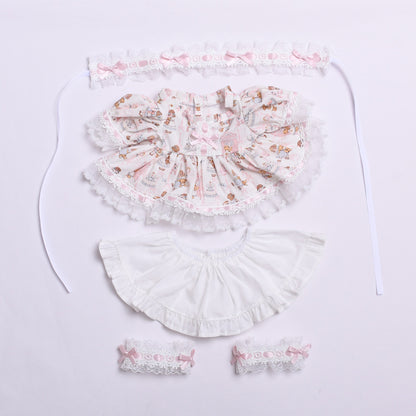 Labubu Doll Lolita Outfit for 38cm Vinyl Doll - Black, Pink, Blue