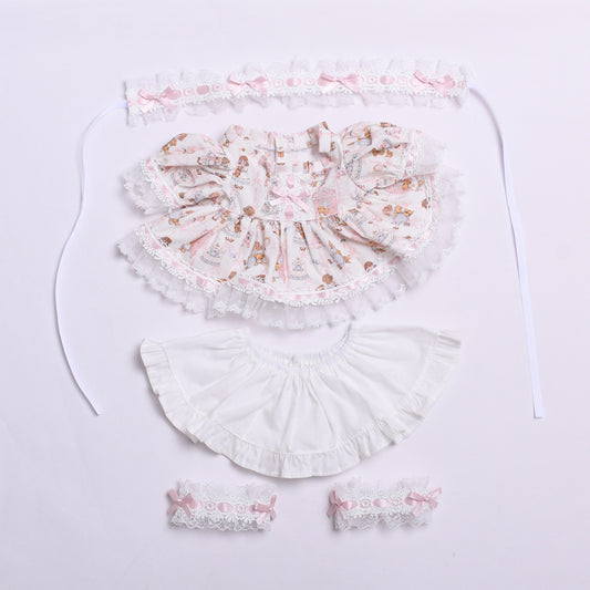 Labubu Doll Lolita Outfit for 38cm Vinyl Doll - Black, Pink, Blue