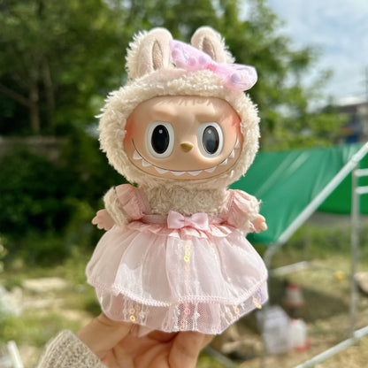 Only clothes] 17CM pendant cloth cloth clothes candy gauze skirt color bow suit LABUBU doll new