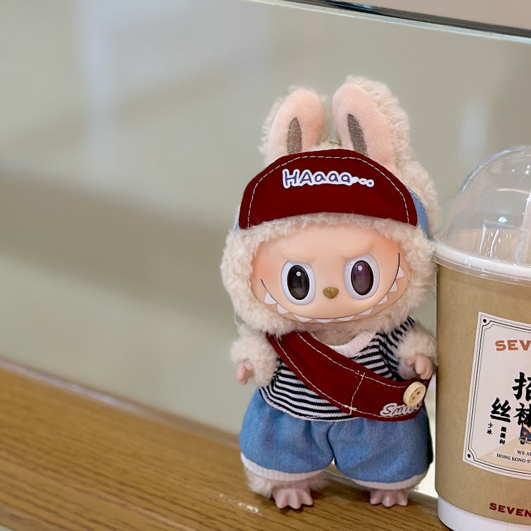 [Only Clothes] 17cm Blind Box Labubu Handmade Frog Piggy Stuffed Christmas Suit Labubu Hanging