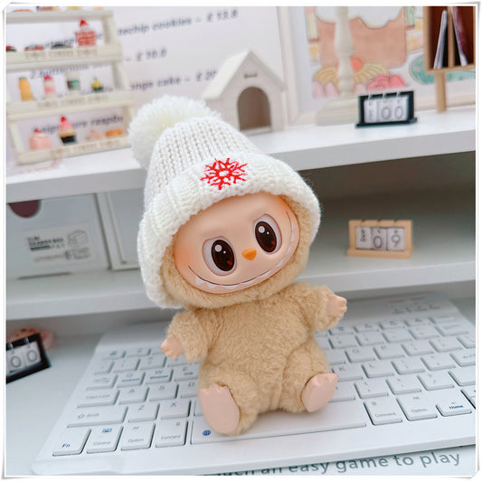 Labubu Doll Christmas Outfit - Snowflake & Gingerbread Man Sweater with Knitted Hat