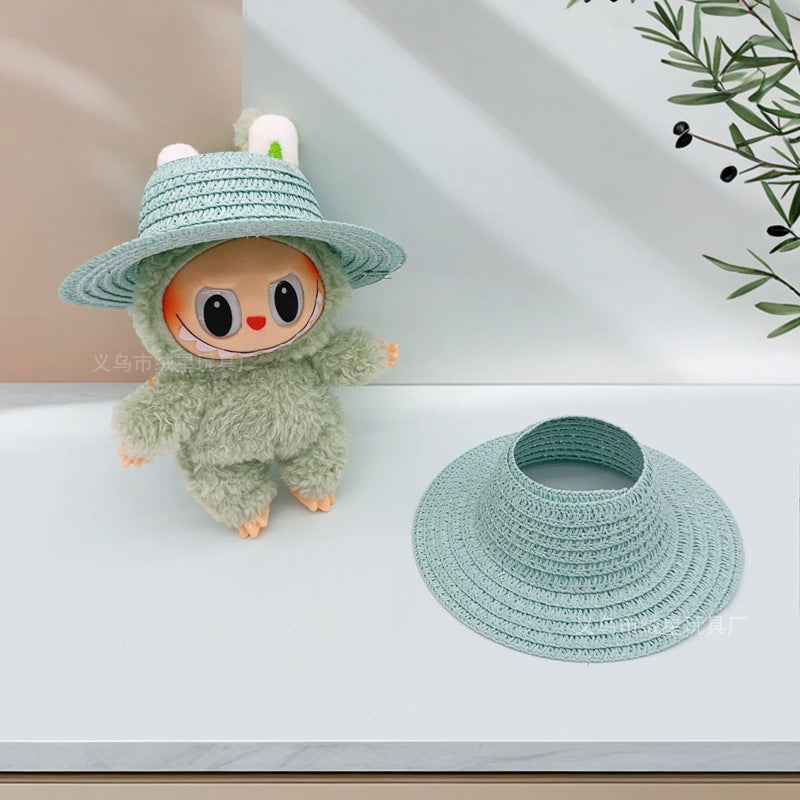 Labubu Empty Top Open Straw Hat Woven Hat Party Clothing Accessories Pastoral Style Labubu Doll Clothes Decorative Matching