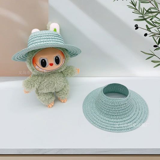 Labubu Empty Top Open Straw Hat Woven Hat Party Clothing Accessories Pastoral Style Labubu Doll Clothes Decorative Matching