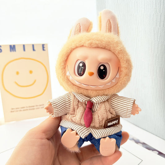 Only clothes for sale] first and second generation key chain Labubu clothes pendant cloth doll chocolate academy style
