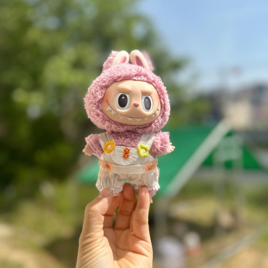 Only clothes] 17CM cloth cloth clothes key chain LABUBU small flower suspenders 10CM doll shoes accessories