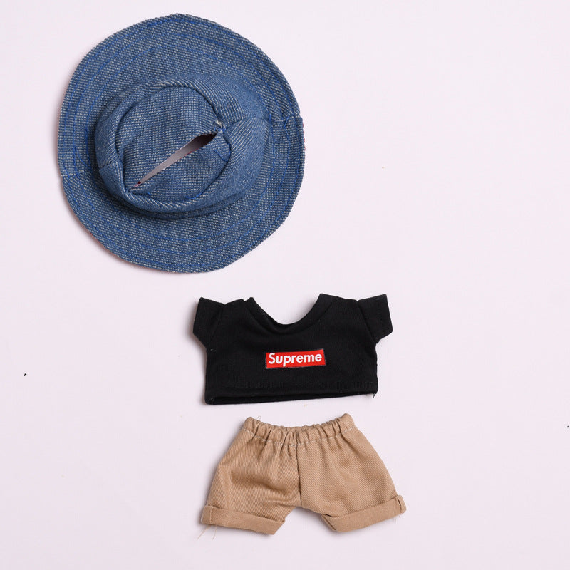 Only clothes] 17cm blind box pull cloth clothes for Labubu vinyl pendant doll casual T-shirt suit